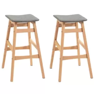 Homcom Bar Stool Grey Linen Upholstered Seat With Wooden Legs