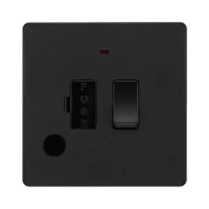 BG Evolve Matt Black Switched 13A Fused Connection Unit With Power LED Indicator And Flex Outlet - PCDMB52B
