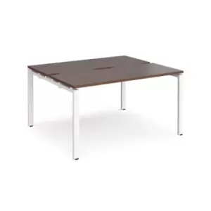 Bench Desk 2 Person Starter Rectangular Desks 1400mm Walnut Tops With White Frames 1200mm Depth Adapt