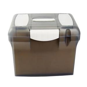 A4 File Box Plastic with Suspension Files and Index Tabs Clear HOSLX
