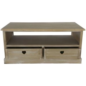 Charles Bentley Whitewashed Heart TV Unit - Brown