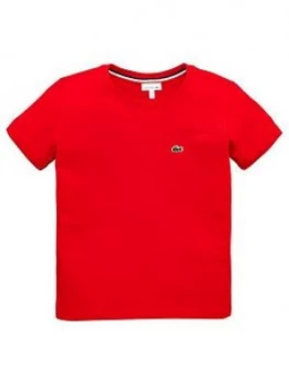 Lacoste Boys Classic Short Sleeve T-Shirt - Red, Size 12 Years