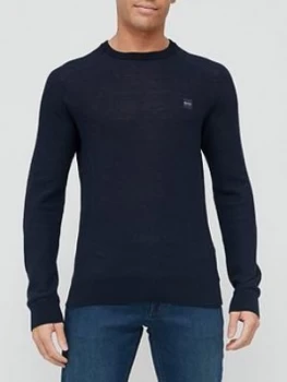 Hugo Boss Amador Chest Logo Knitted Jumper Dark Blue Size XL Men