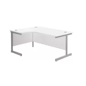 1800X1200 Single Upright Left Hand Radial Desk White - Silver + Desk High Ped