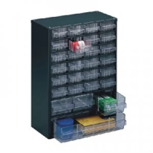 Slingsby Clear 28 Drawer System Dark Grey Storage Cabinet 324128