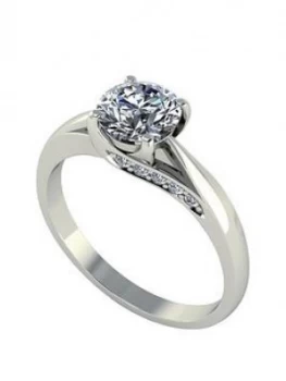 Moissanite 18 Carat White Gold 1.1 Carat Brilliant Solitaire Ring with Stone Set Mount, Size H, Women