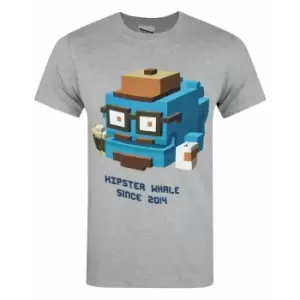 Crossy Road Official Mens Hipster Whale T-Shirt (S) (Grey)