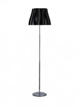 Floor Lamp 3 Light E27, Gloss Black, Polished Chrome