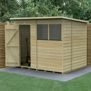 8' x 6' Forest Beckwood 25yr Guarantee Shiplap Pent Wooden Shed - Natural Timber