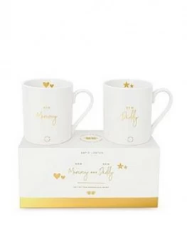 Katie Loxton Gift Boxed Mug Set New Mummy And New Daddy White/Gold 9.5 X 8.5Cm