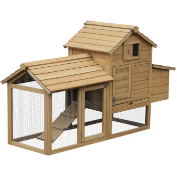 Pawhut - Chicken Coop Hen Cage Small Animal Hutch Nesting Box w/ Outdoor Run