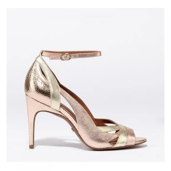 Reiss Florence Strap Heeled Sandals - Gold Mix