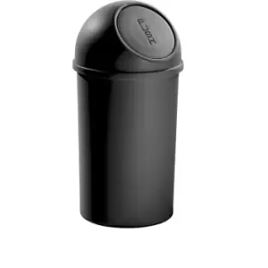 helit Push top waste bin made of plastic, capacity 25 l, HxØ 615 x 315 mm, black, pack of 3