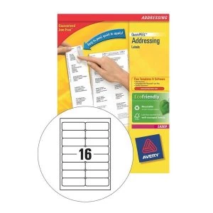 Avery L7162-40 QuickPEEL Addressing Labels 99.1 x 33.9mm White Pack of 640 Labels