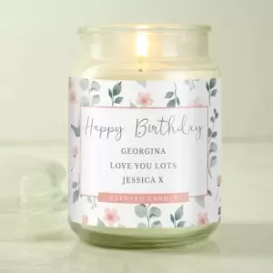 Personalised Floral Large Lidded Scented Jar Candle MultiColoured