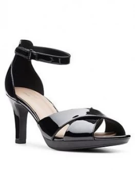 Clarks Adriel Cove Heeled Sandal - Black Patent, Size 5, Women