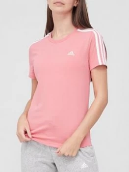 adidas 3 Stripe T-Shirt - Pink, Size 2Xs, Women