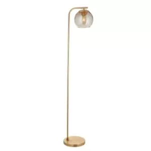 Dimple Complete Floor Lamp, Satin Brass Plate, Champagne Lustre Glass