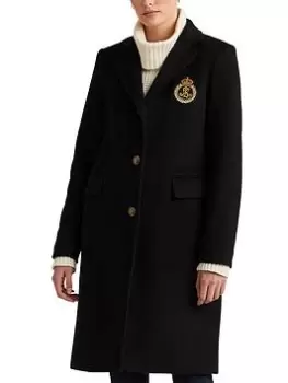 Lauren by Ralph Lauren Crest Detail Wool Lined Coat, Navy, Size 6, Women
