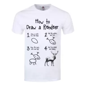 Grindstore Mens How To Draw A Reindeer T Shirt (S) (White)