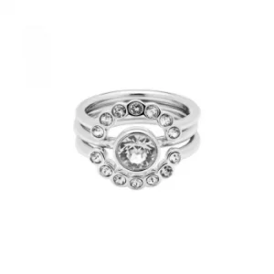 Ted Baker Ladies Silver Plated Cadyna Concentric Crystal Ring Size SM
