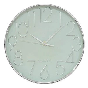 HOMETIME? Silver & Sage Green Wall Clock with 3D Dial - 30cm