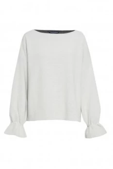 French Connection Elien Fluted Sleeve Textured Jumper Winter White