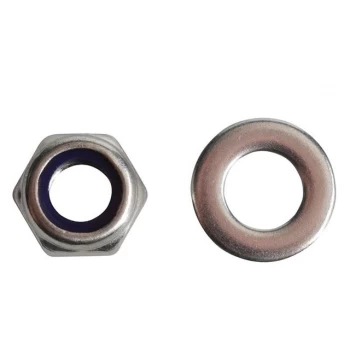 Forgefix Stainless Steel Nyloc Nuts and Washers M8 Pack of 12
