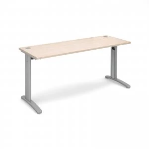 TR10 Straight Desk 1600mm x 600mm - Silver Frame maple Top