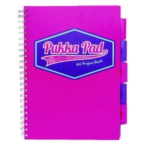 Pukka Pad Vision Wirebound Project Book A4 Pink Pack of 3 8609-VIS