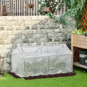 Outsunny Mini Greenhouse With 2 Windows, Plant Flower Herbs Growing, PE Mesh Cover, White, 120 x 61 x 61cm