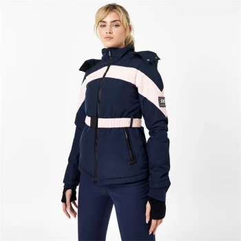 Jack Wills Belted Ski Jacket - Navy/Pink