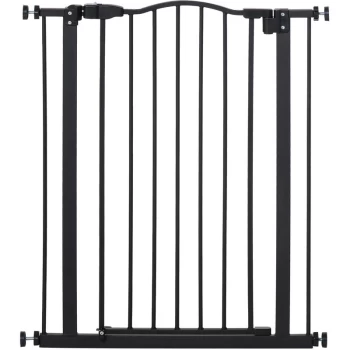 74-84cm Adjustable Metal Pet Gate Safety Barrier w/ Auto-Close Door Black - Pawhut