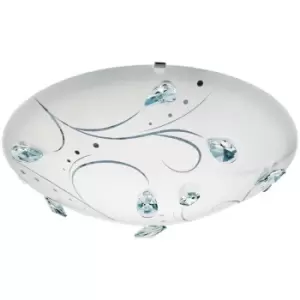 Sorrenta 1 - LED Flush Ceiling Light White, Crystal and Satin Glass - Eglo