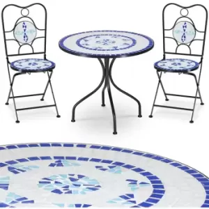 NEPTUN Mosaic Seating Group 3 Piece Set Metal 60cm 2 Chairs Foldable Garden Balcony Terrace Furniture