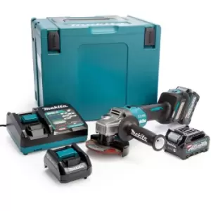 Makita - GA028GD202 40V Max 115mm Angle Grinder with 2 x 2.5Ah Battery Charger & Type 4 Case