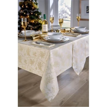 The Spirit Of Christmas Spirit of Christmas Garland Table Cloth - Cream/Gold