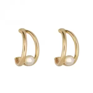 Double Row Arc Stud Yellow and White Gold Earrings GE2409