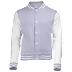 Awdis Kids Unisex Varsity Jacket / Schoolwear (7-8) (Heather Grey/White)