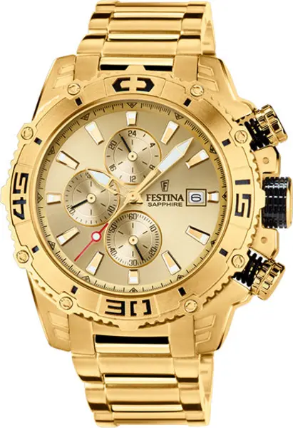 Festina Watch Chronograph Date Mens - Gold FST-048