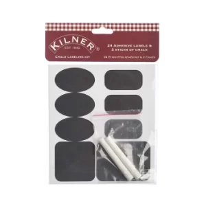 Kilner Black Reusable Adhesive Labels with Chalk, Set of 24