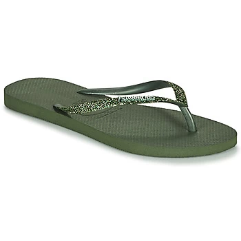 Havaianas SLIM GLITTER II womens Flip flops / Sandals (Shoes) in Green / 3,4 / 5,39 / 40,1 / 2 kid