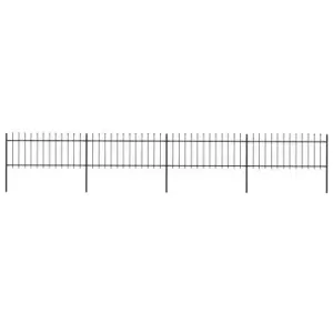 Vidaxl Garden Fence With Spear Top Steel 6.8X0.8 M Black