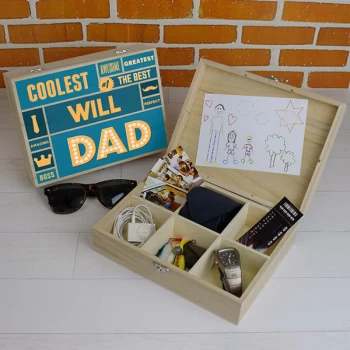 Best Dad - 6 Compartment Wooden Storage Box