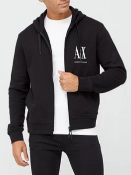 Armani Exchange AX Icon Logo Zip Through Hoodie Black Size XS Men