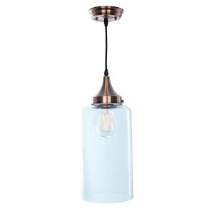 The Lighting and Interiors Group Goswell Glass Lantern Ceiling Light - Copper