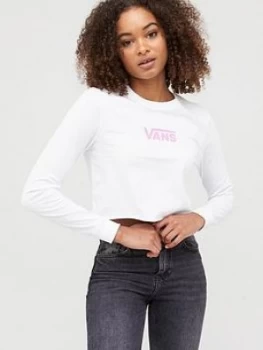 Vans Airborne V Long Sleeve Crop T-Shirt - White/Pink, Size XL, Women
