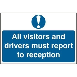 ASEC All Visitors Must Report To Reception 200mm x 300mm PVC Self Adhesive Sign