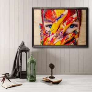 Colorful XL Multicolor Decorative Framed Wooden Painting