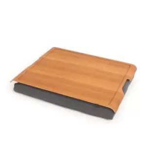 Laptray Large Antislip Teak Wood Tray with Salt & Pepper Cushion